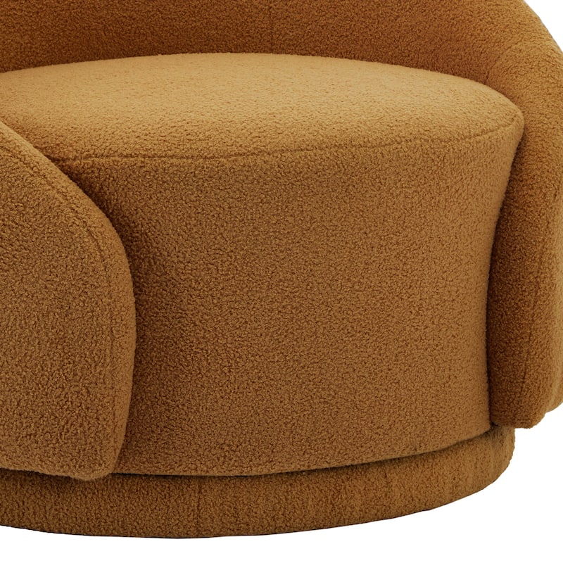 Boucle Barrel Chair Upholstered 360°Swivel Armchair