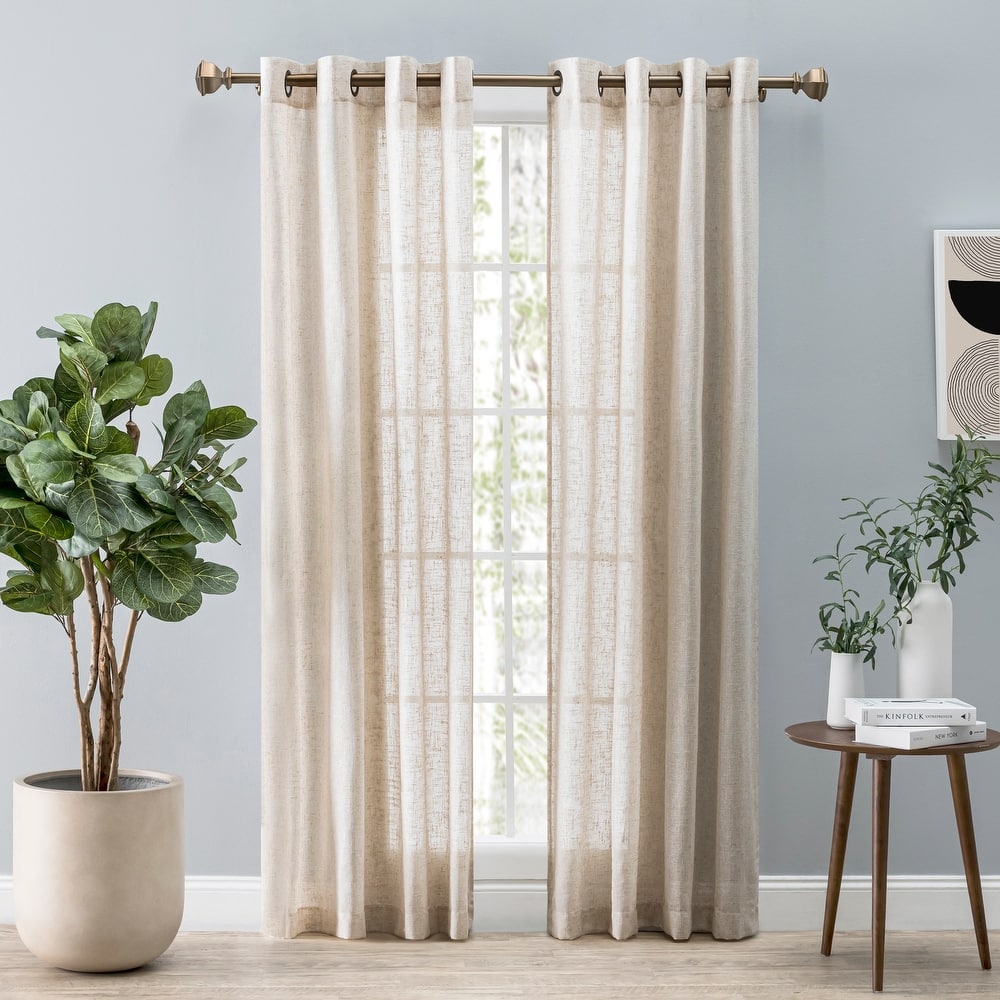 Shannon Premium Slubbed Linen Grommet Curtain Double Wide Patio Panel