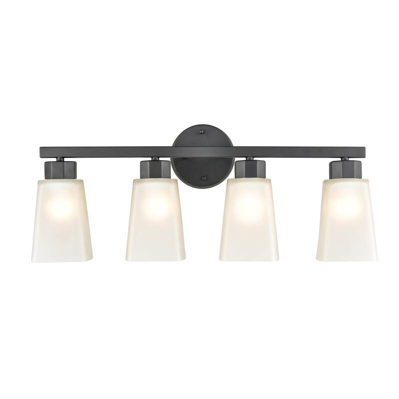 Millennium Lighting Coley 4 Light Vanity Fixture in Brushed Nicekl or Matte Black with Frost Glass Shades