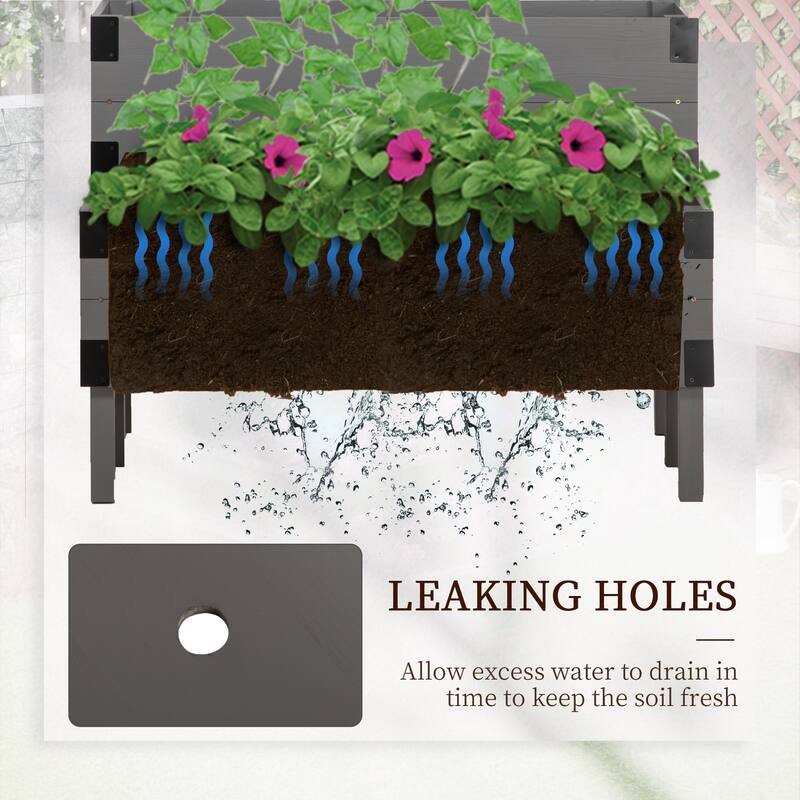 Self-Draining Raised Garden Planter with Lattice for Vegetable, Flower