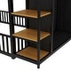 preview thumbnail 12 of 10, Black Spacious Full Size Metal Floor Bed with Wardrobe and Safety Fence for Bedroom
