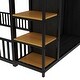 preview thumbnail 9 of 10, Safety Design Metal Frame Floor Bed with Wardrobe, Many Storage Shelves, Full Size, Black