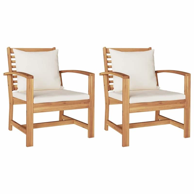 vidaXL Garden Chairs 2 pcs Natural 60 x 65 x 76.5 cm Solid teak wood - 23.6 x 25.6 x 30.1 inch