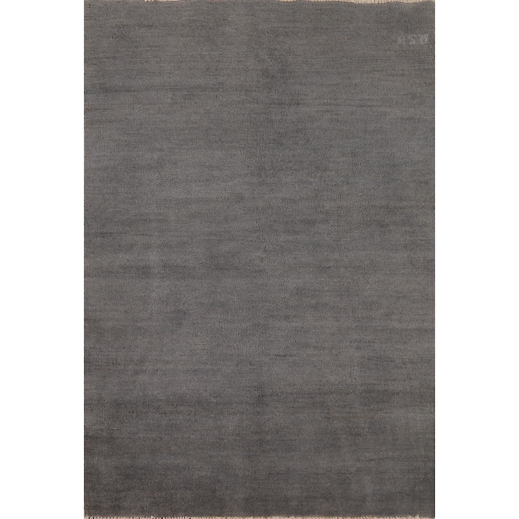 Gray Gabbeh Modern Rug Handmade Wool Carpet - 3'5" x 4'11"