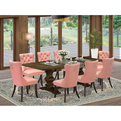 Dining Room Table Set with 8 Chairs - Kitchen Table Set, Jacobean Finish, Rectangular Table