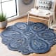 SAFAVIEH Handmade Natural Fiber Ljiljanka Floral Jute Rug - 6' Round - Navy