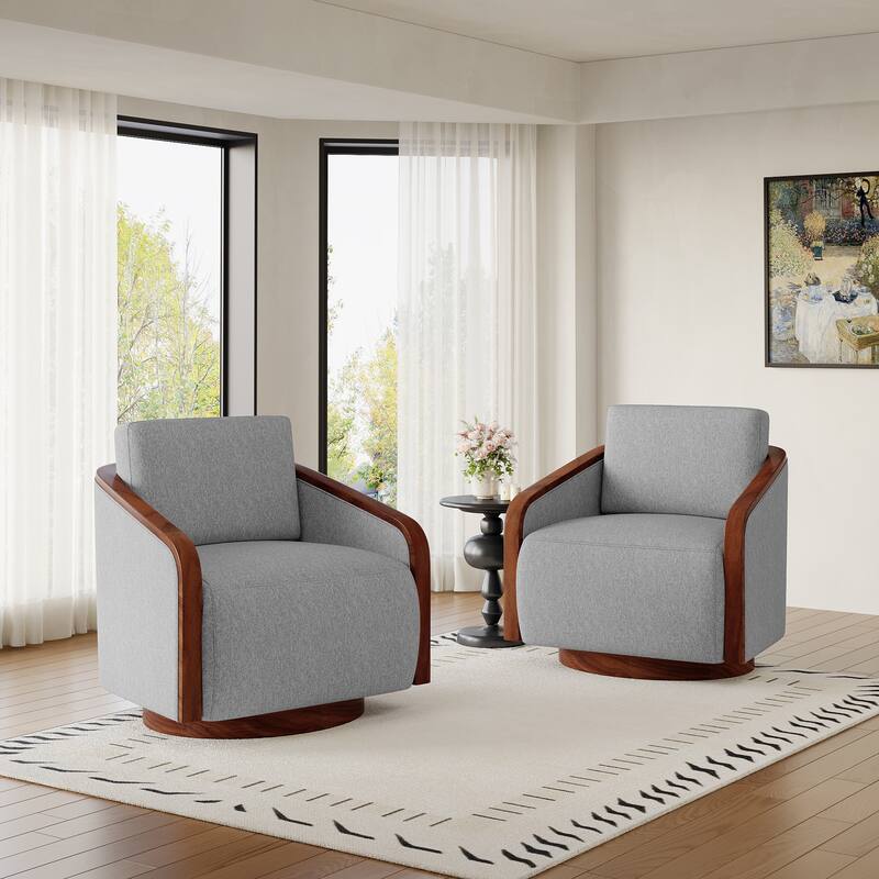 Modern Upholstered Swivel Accent Chair Set of 2
