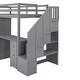 preview thumbnail 10 of 34, Twin Loft Bed with Wardrobe, Desk, Drawers, Cabinet, and Staircase, Grey