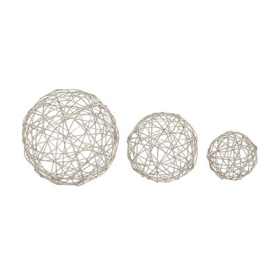 Metal Geometric Decorative Sculpture - Set of 3 Silver - Roche River Decor
