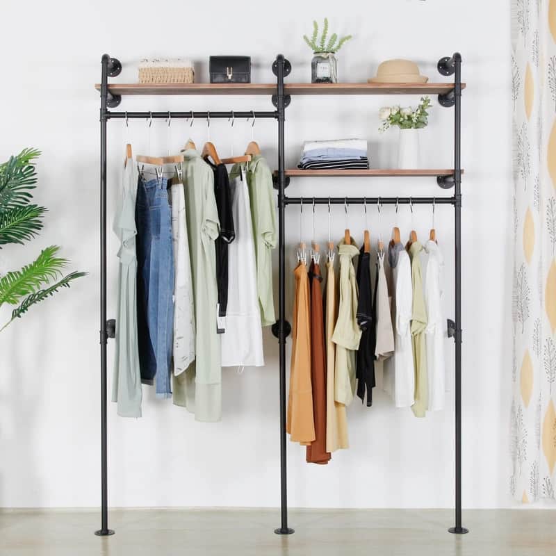 Industrial Pipe Clothing Rack - 11.4"D x 59"W x 79.5"H