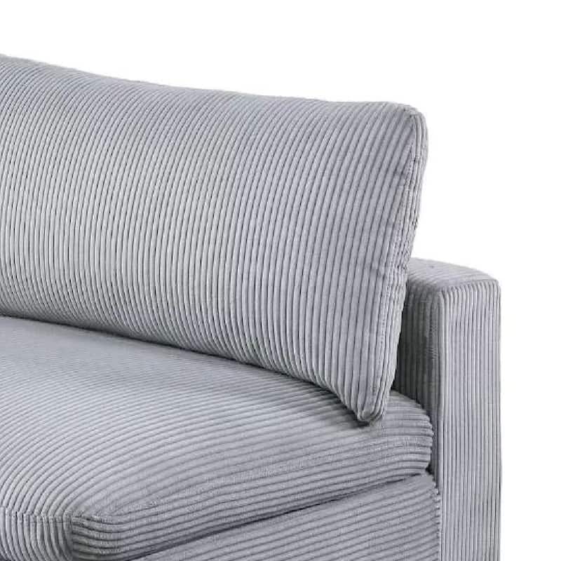 Nolan Armless Modular Chair with Square Frame, Light Gray Corduroy
