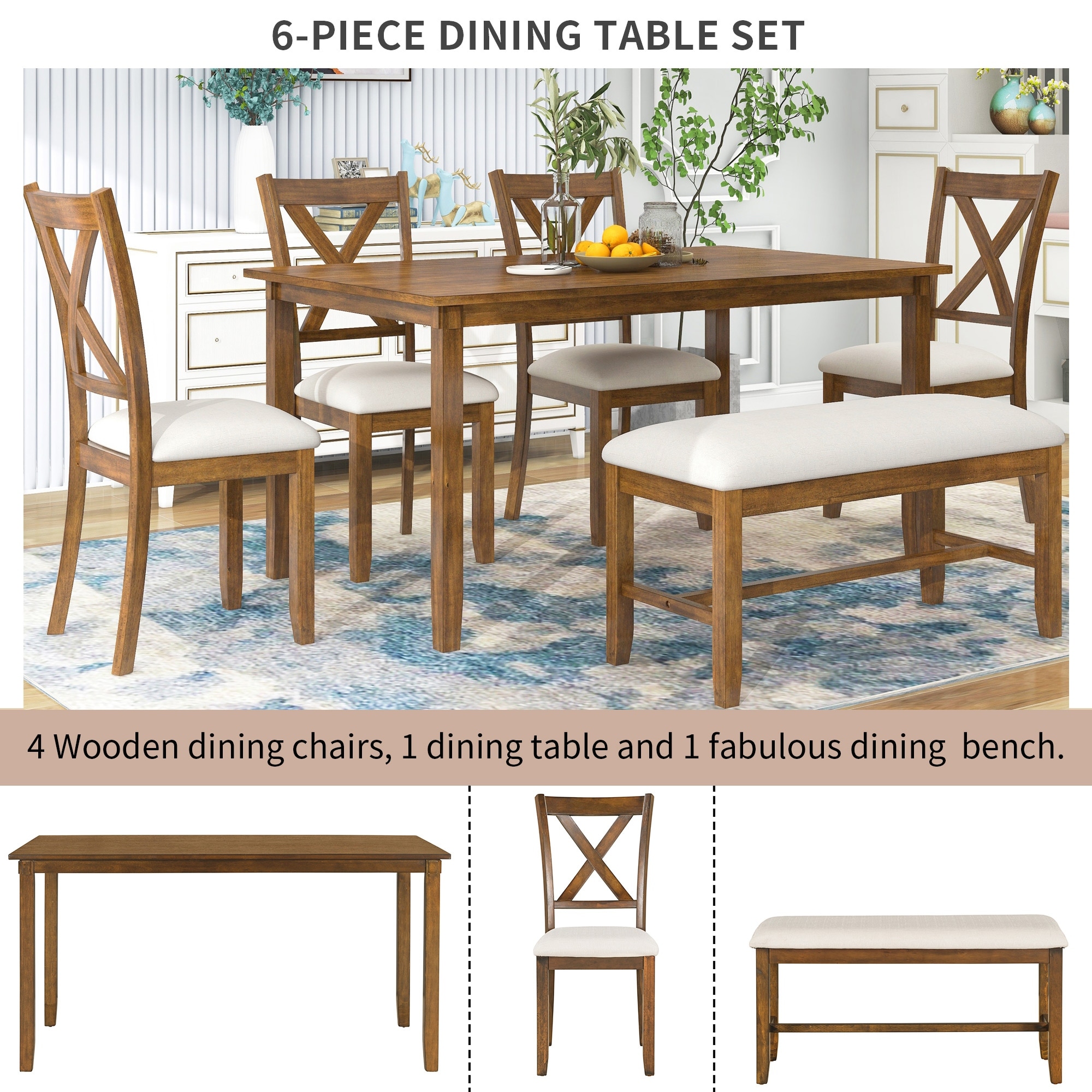 Dining table and shop 4 fabric chairs
