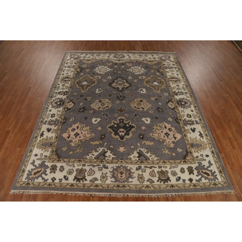 Gray Oushak Indian Area Rug Handmade Wool Carpet - 8'4"x 10'1"