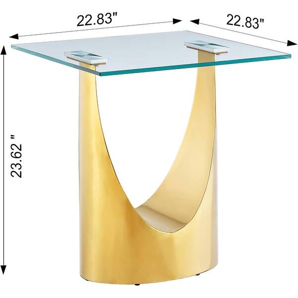 Modern Gold Glass End Table with Stainless Steel Base for Living Room ...