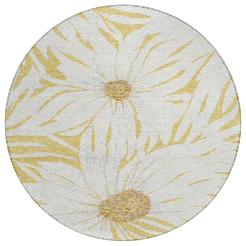 Machine Washable Indoor/ Outdoor Floral Chantille Rug