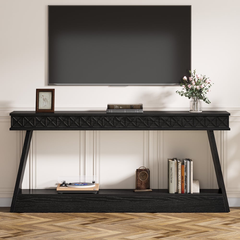 70.87-Inch Extra Long Entryway Table, 2-Tier Narrow Console Table with Storage - 70.87"D x 11.81"W x 31.5"H