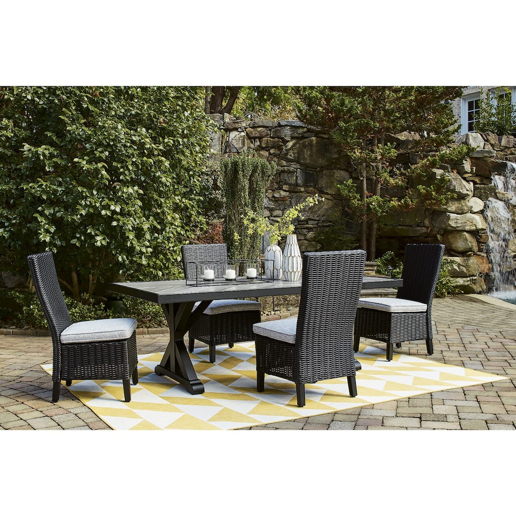 Signature Design by Ashley Beachcroft Black/Light Gray 5-Piece Outdoor Dining Package - 84.25" W x 42.25" D x 29.25" H