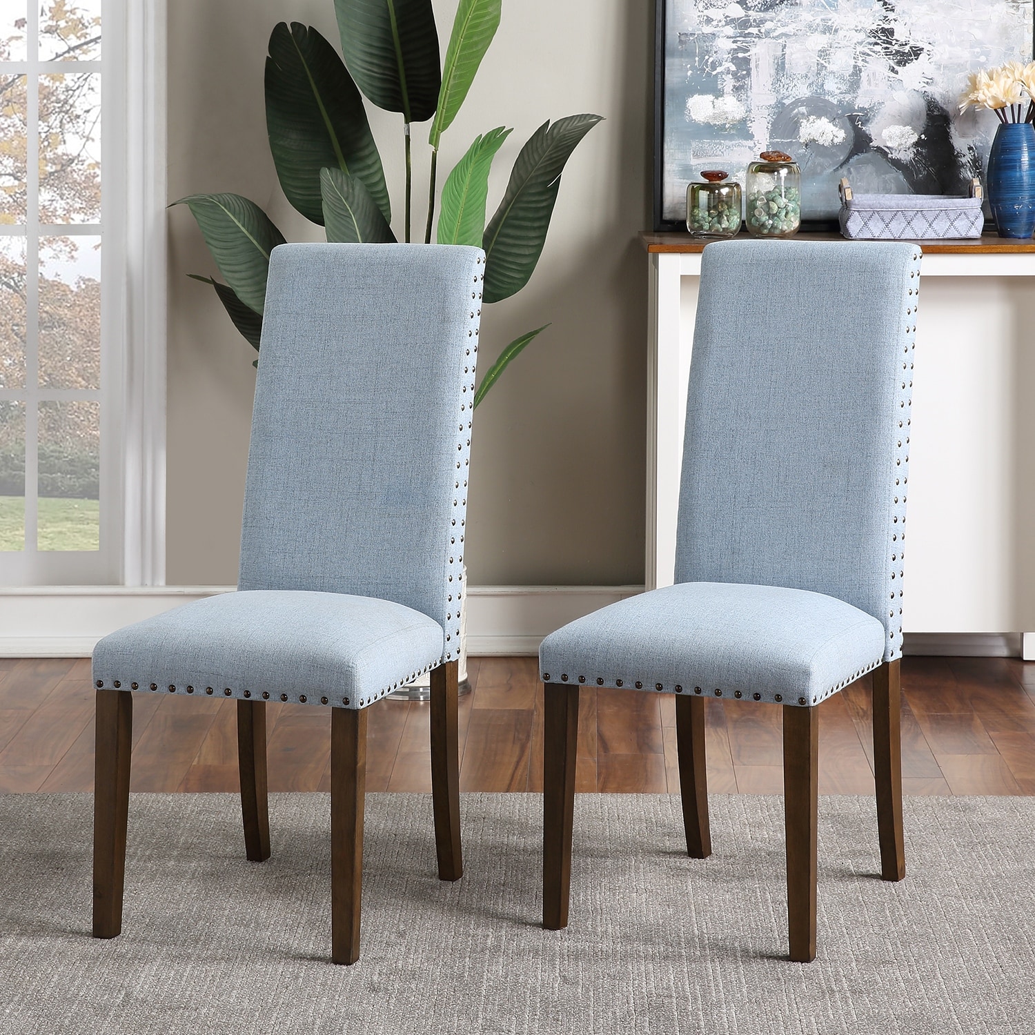 Light blue fabric dining chairs cheap