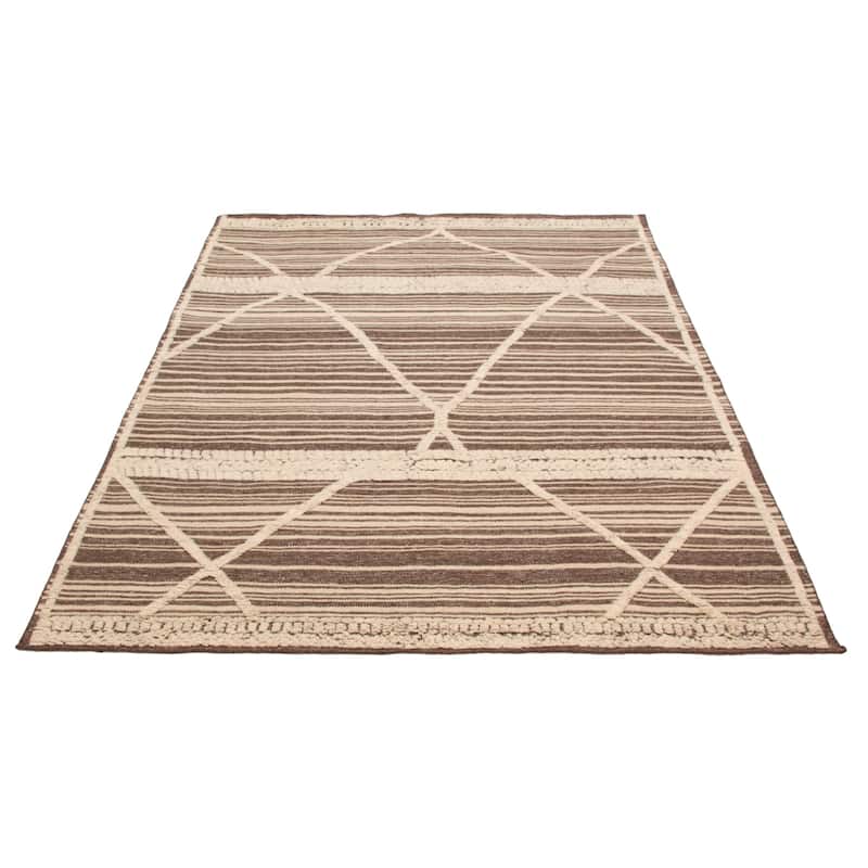 ECARPETGALLERY Hand-knotted Tangier Dark Brown Wool Rug - 7'11 x 9'10