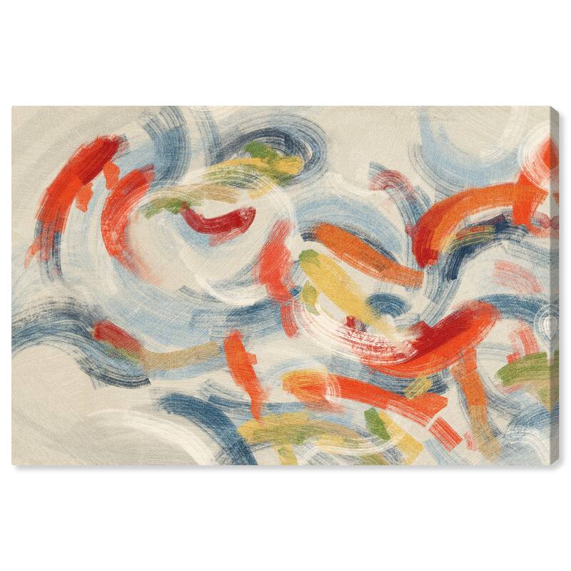 Wynwood Studio Canvas Animals Colorful Flowing Pond White and Cream White Nautical & Coastal Wall Art Canvas Print