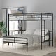 preview thumbnail 1 of 7, Twin Over Full Bunk Bed with Desk, Metal Bed with Ladder, Kid's Bed with Quality Slats for Bedroom, Metallic Black
