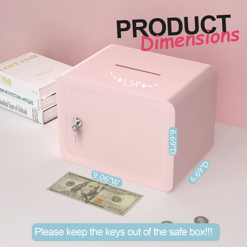 Secure Safe With Key, 0.23 Cubic Feet Small Safe, Mini Storage Cabinet