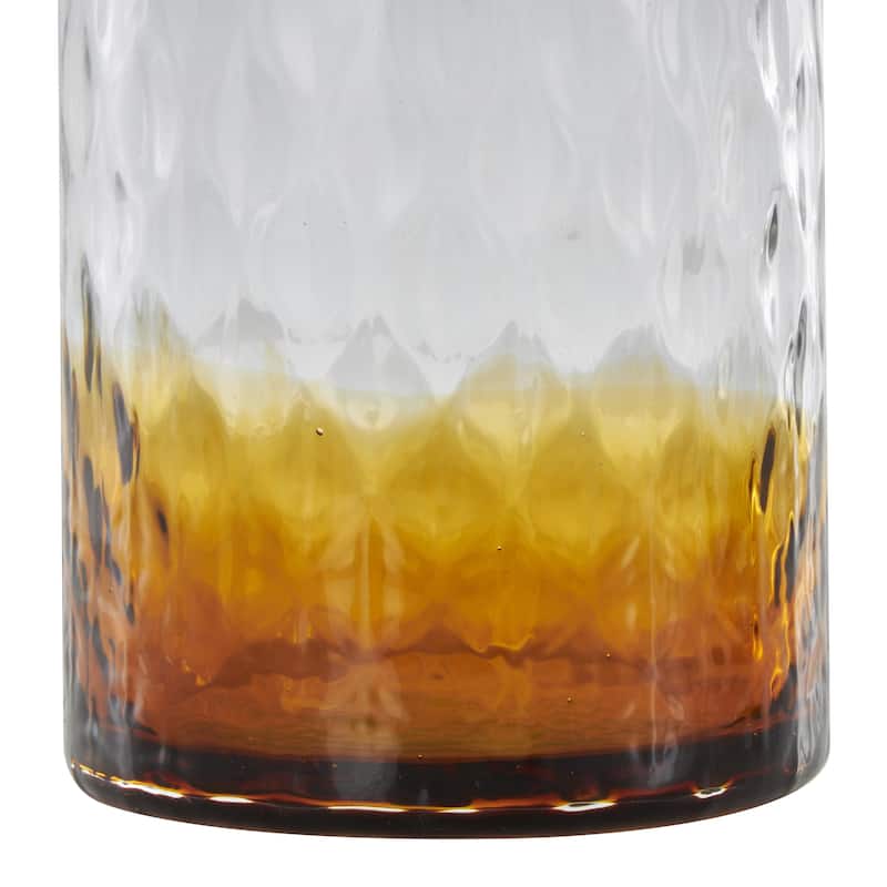 Glass Geometric Faceted Ombre Living Room Decorative Jars with Diamond Knobs - Set of 2 Orange - Roche River Decor