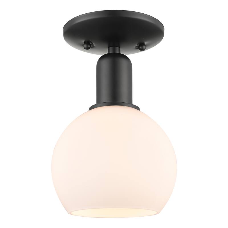 Innovations Lighting Endless Possibilities Arcadia - Athens - 1 Light 6" Semi-Flush Mount - Matte White/Matte Black