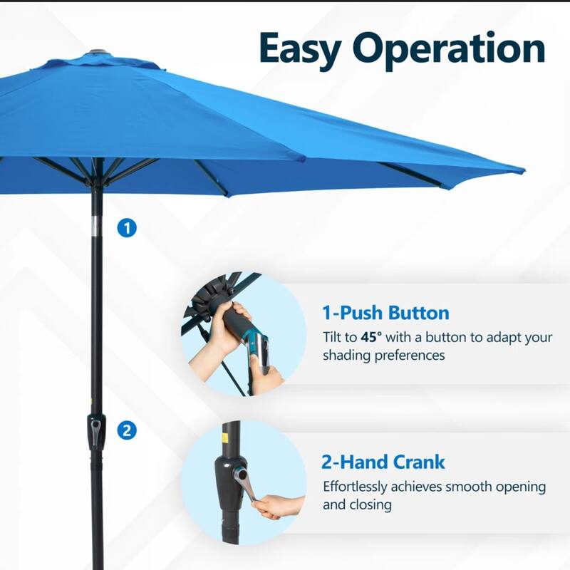11 Feet Blue Market Patio Umbrella with Crank Lift , Tilt, Ribs (Without base)