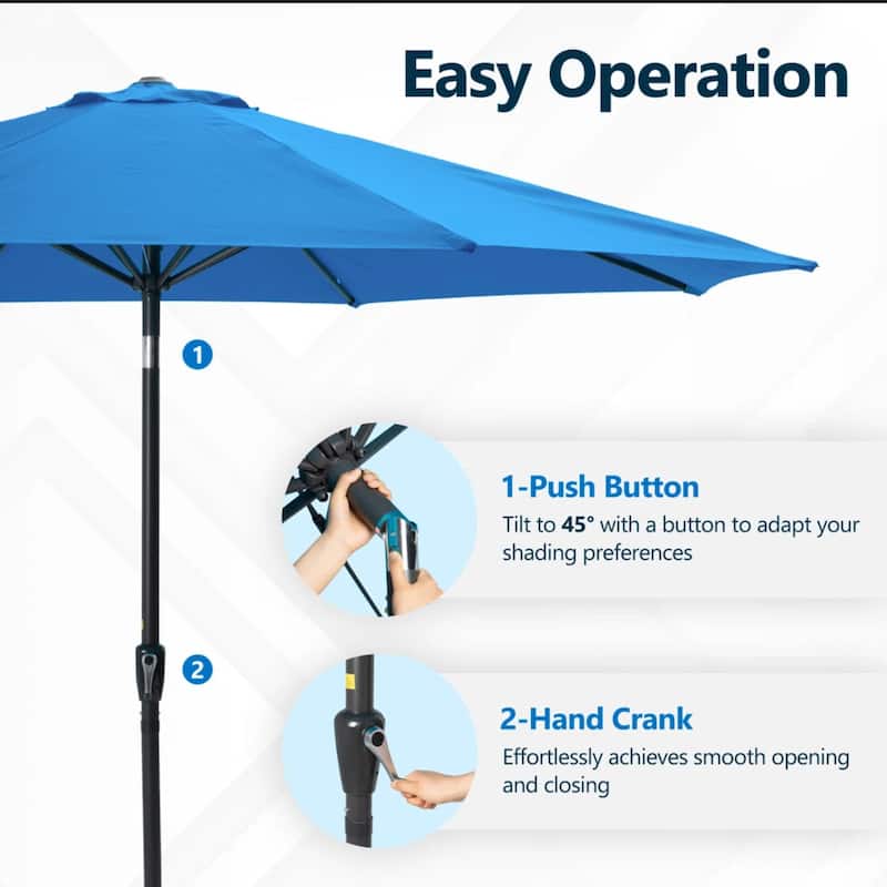 13 Feet Blue Market Patio Umbrella with Crank Lift , Tilt, Ribs (Without base)