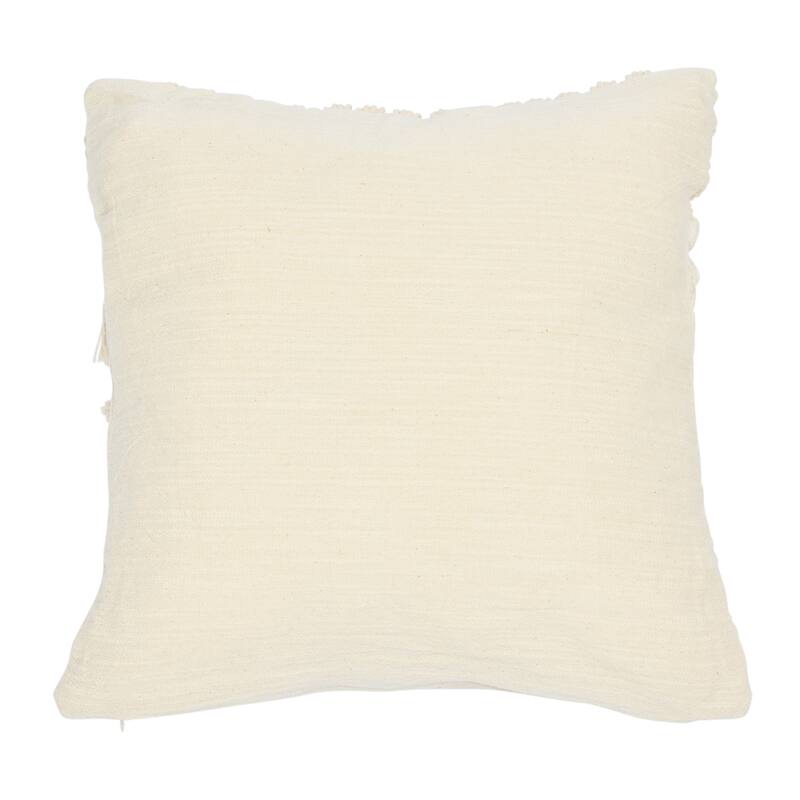 Hand-Woven Cotton and Jute Macramé Pillow with Tassels