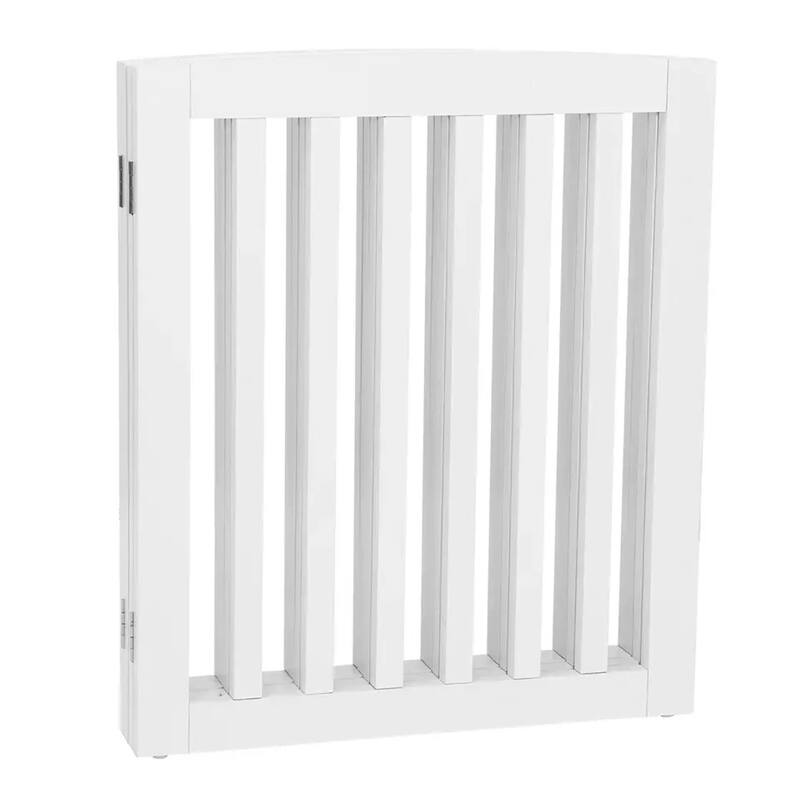 Wooden Pet Gate 24” Foldable Room Divider with Wide Slats for Stairs Hallways or Kitchens - 81.88” x 24.01 x 0.59”