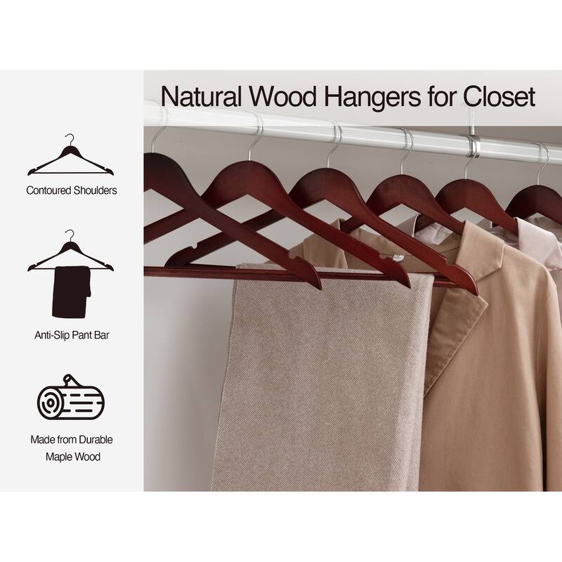 StorageWorks Wooden Clothes Hangers, Hangers for Coats, Shirts, Jackets, Pants, Suits