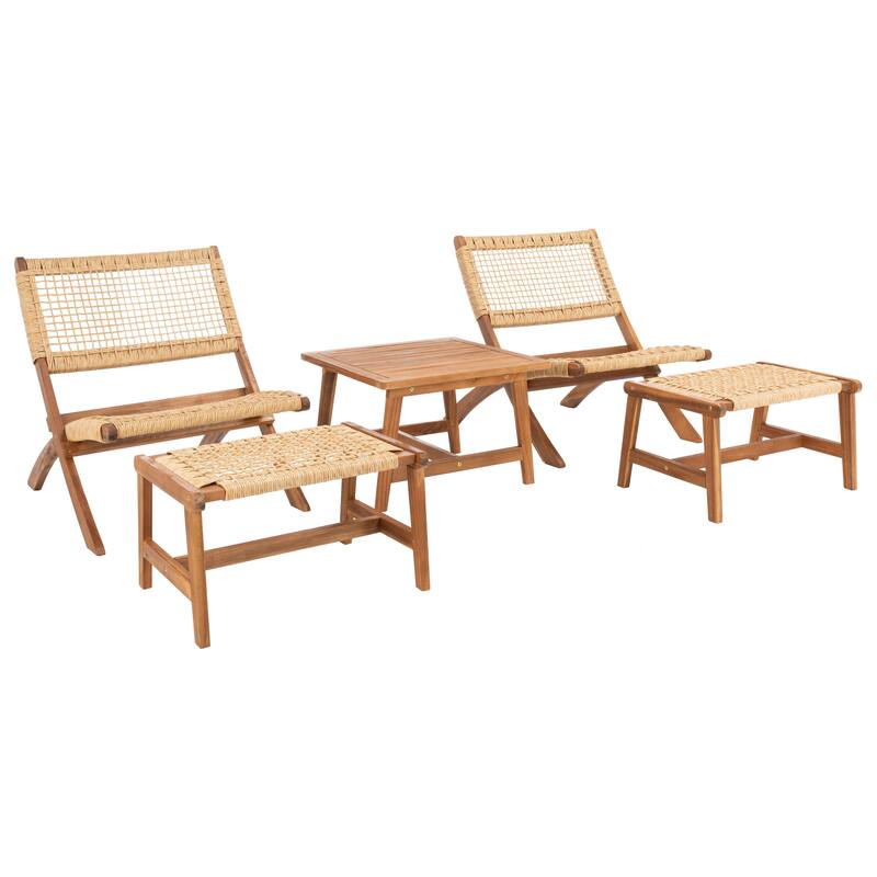 SAFAVIEH Lissy Acacia/ Rope Outdoor Chair & Table Set - 24W x 28D x 31H