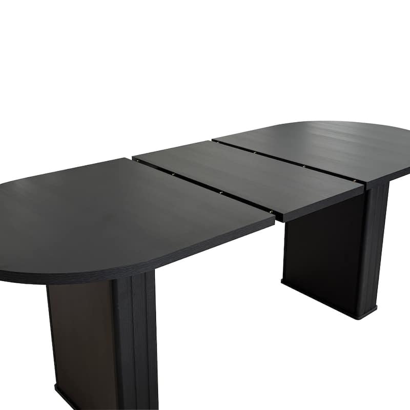 Oval Kitchen Extendable Dining Table with Wooden Strip Base