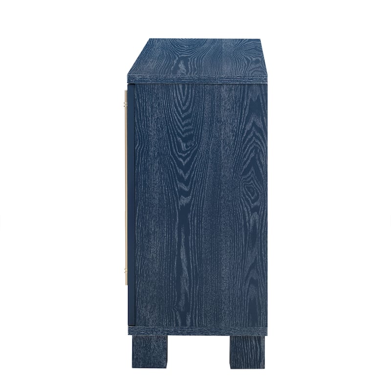 Wood Traditional Style Sideboard with Adjustable Shelves and Gold Handles