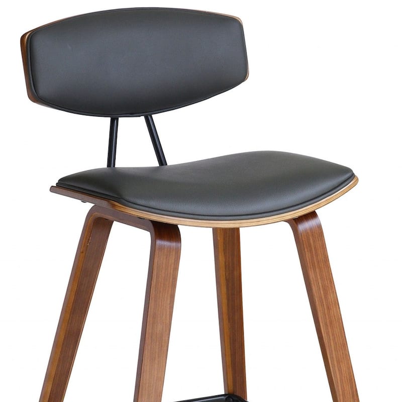 HomeRoots 26" Gray and Brown Fabric and Iron Low Back Counter Height Bar Chair