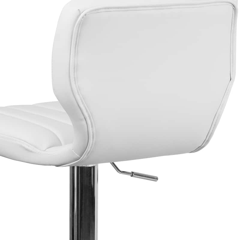 Vinyl Adjustable Barstool with Vertical Stitch Back (Set of 2)