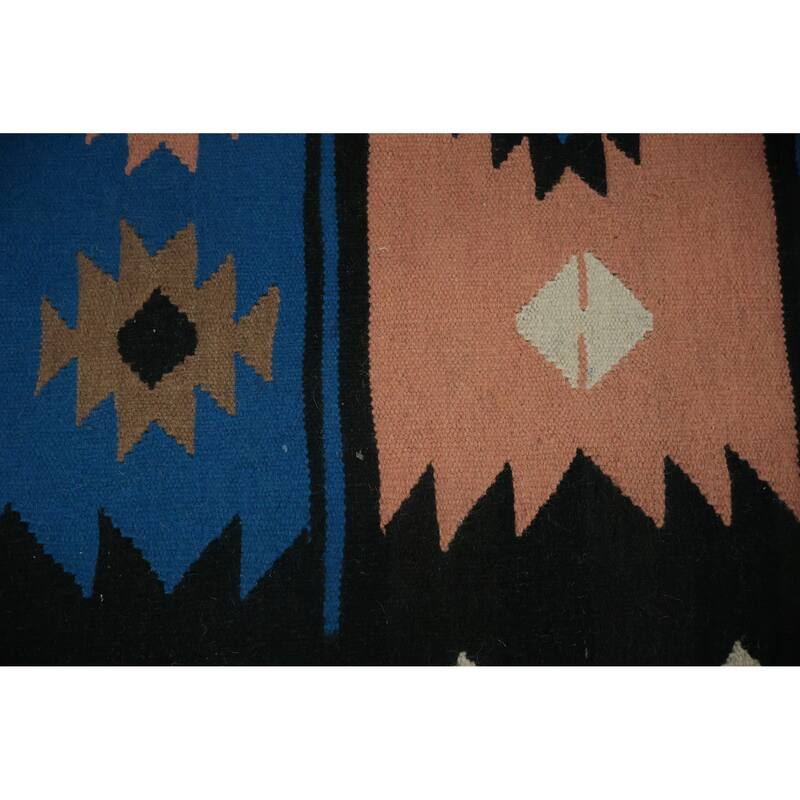 Hand Woven Oriental 100% Wool Carpet Southwestern Tribal Multi-Colored Kilim Area Rug - 10' 0'' X 5' 2''