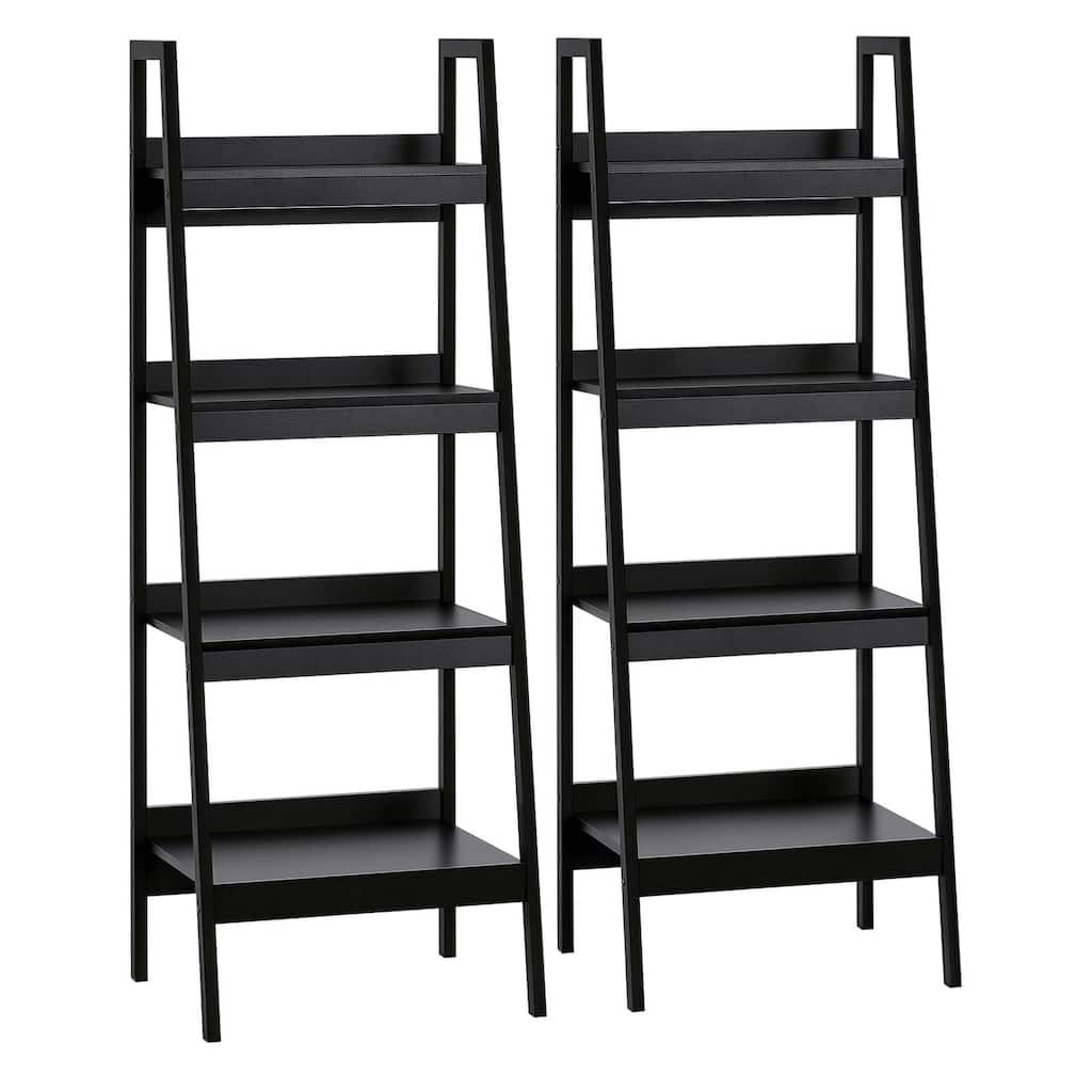 Set Of 2, Flower Plant Stand 4 Tier Ladder ShelF Bookcase, Multi-Use Display Rack, Storage Shelving Unit Display Stand