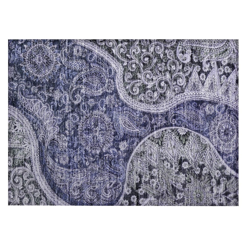 Machine Washable Indoor/ Outdoor Modern Paisley Chantille Rug
