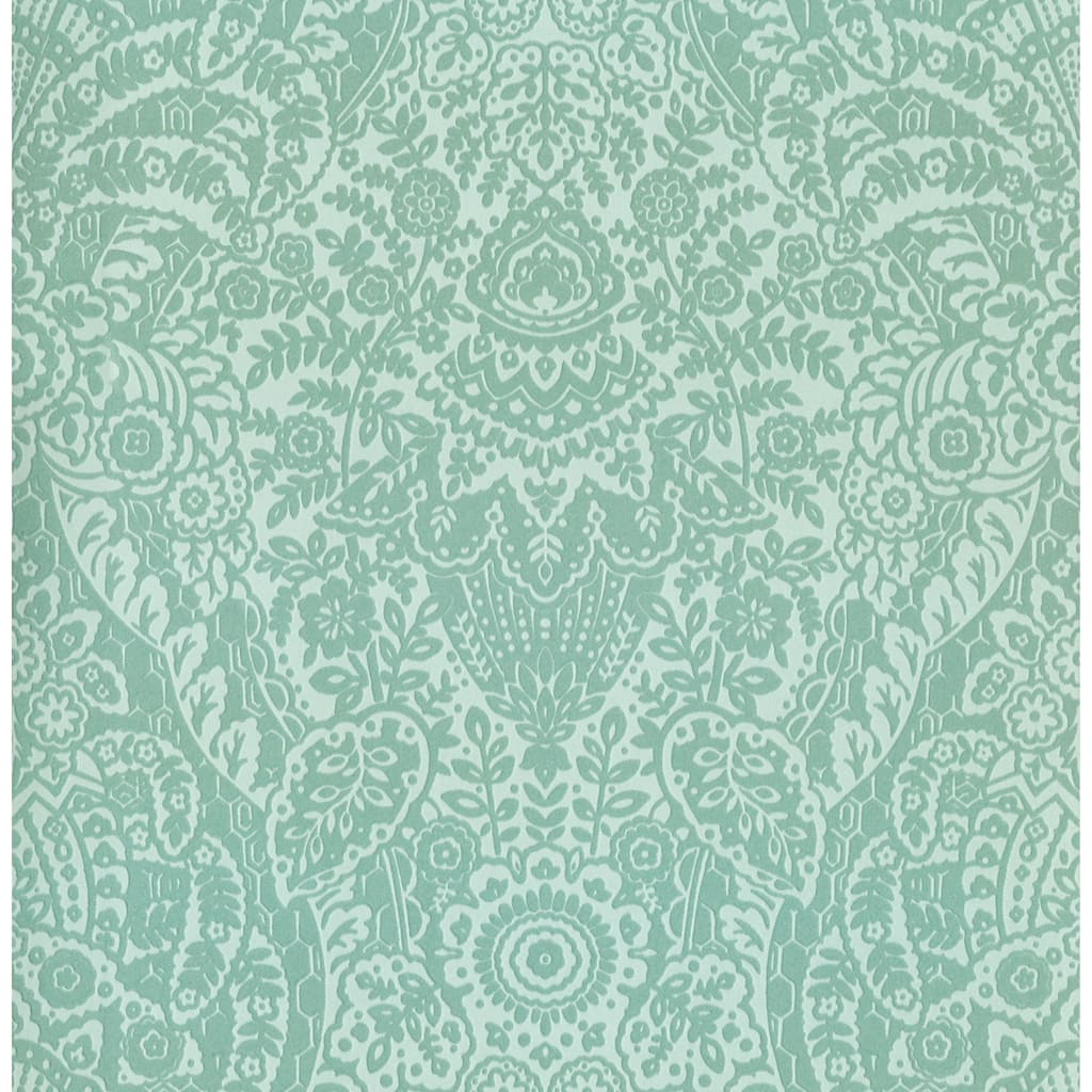A-Street Prints Maris Mint Flock Damask Wallpaper