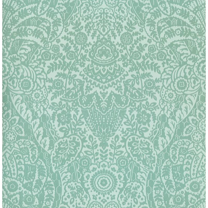 A-Street Prints Maris Mint Flock Damask Wallpaper