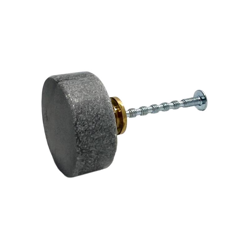 HomeRoots Set of Six Gray Stone Disc Shape Drawer Pull Knobs - 1.50 in. x 0.50 in. x 1.50 in.