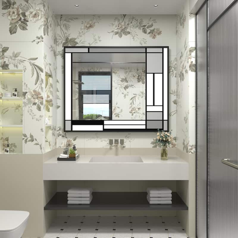 Window Pane Wall Decor Bathroom Vanity Mirror Mounted