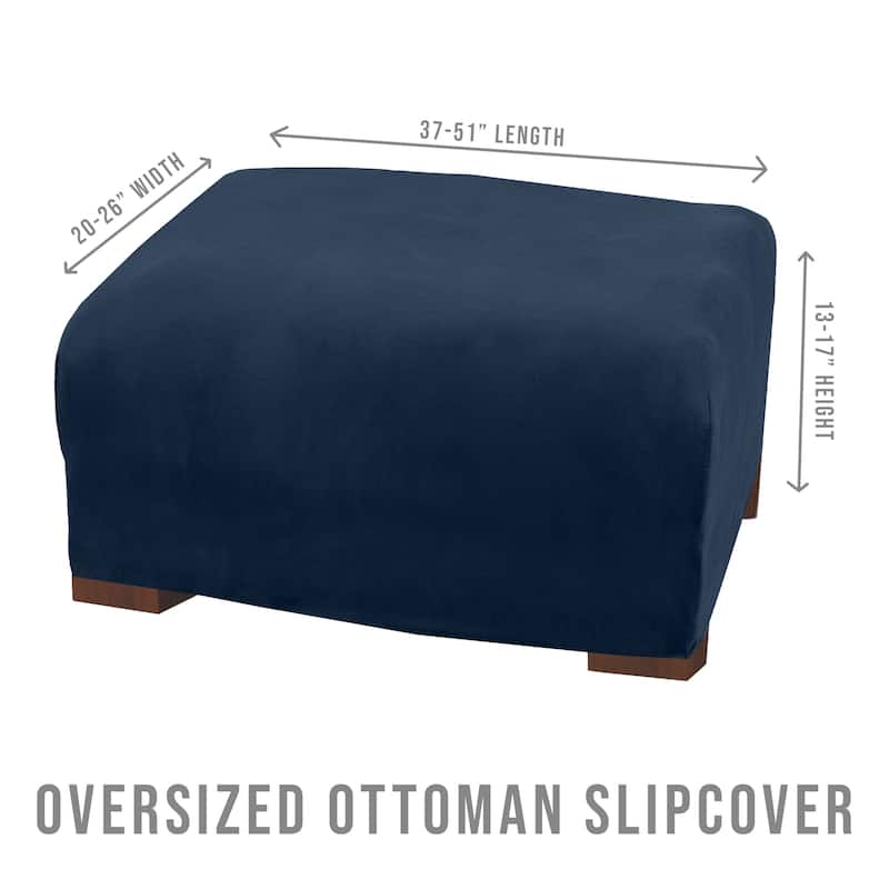 Premium Stretch Velvet-Plush Ottoman Slipcover