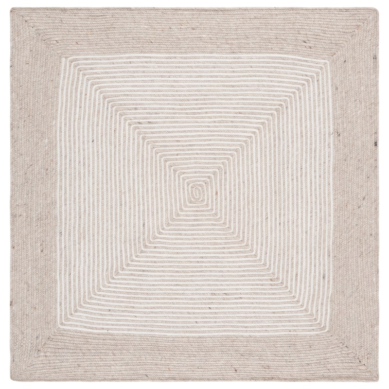 SAFAVIEH, Handmade Braided Nesrin Wool Rug - 8' Square - Beige/Ivory