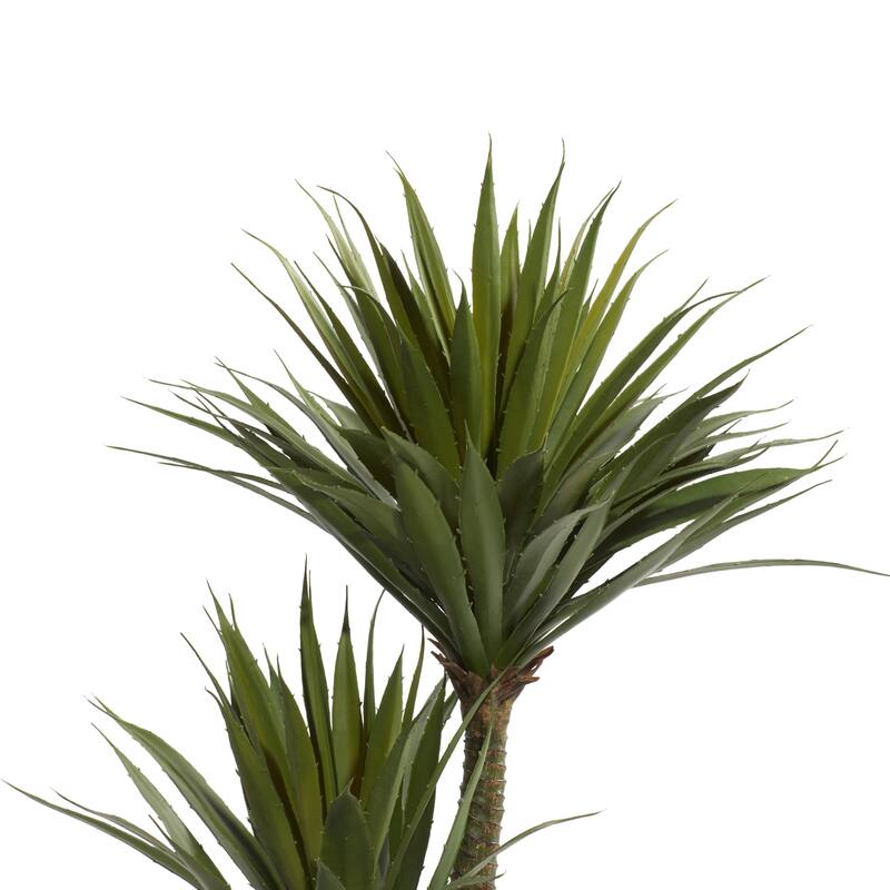 Faux Foliage Dracaena Artificial Plant with Realistic Leaves and Black Fiberglass Pot - Green - Roche River Decor