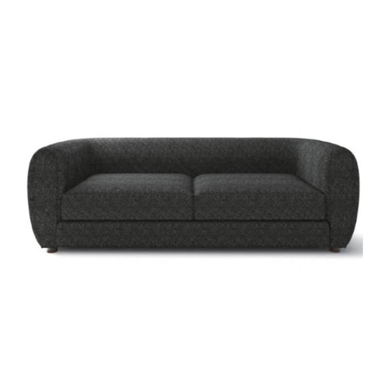 Dly Retro Sofa, Black Boucle Seat, Welt Trims, 87 Inch, Tuxedo Style