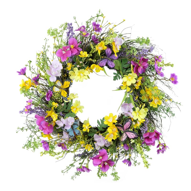 Dogwood Floral Artificial Twig Spring Wreath - 24"